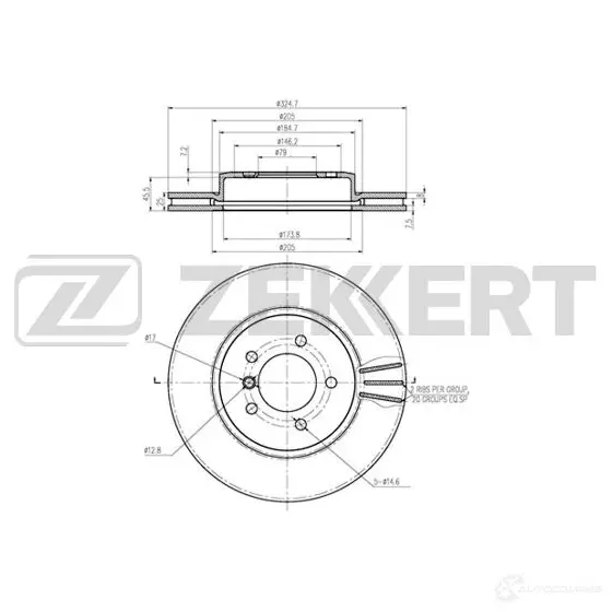 Тормозной диск ZEKKERT 7CPR WC6 1440205223 BS-6224 изображение 0
