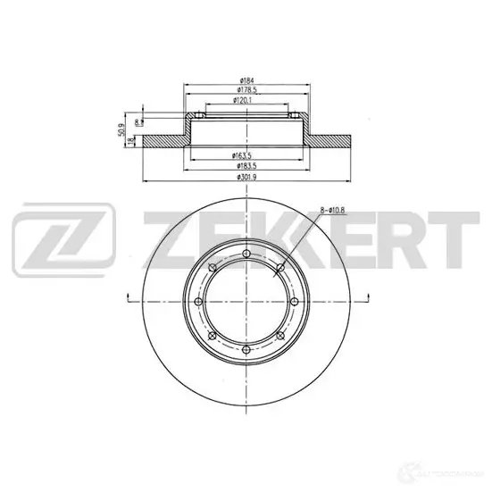 Тормозной диск ZEKKERT EBV3J PB 1440205228 BS-6220 изображение 0