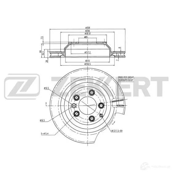 Тормозной диск ZEKKERT 1440205229 BS-6219 82 U9A