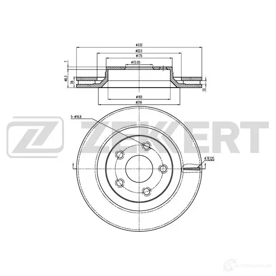 Тормозной диск ZEKKERT 1440205230 7ZR 5XWU BS-6218 изображение 0
