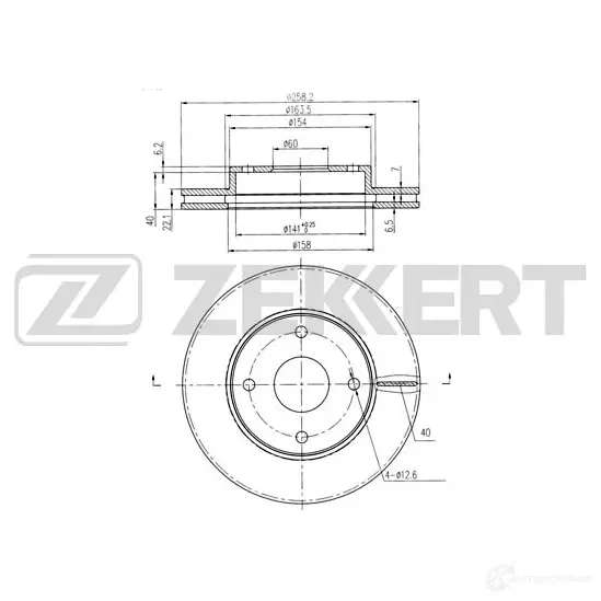 Тормозной диск ZEKKERT 1DV AKEK 1440205238 BS-6210