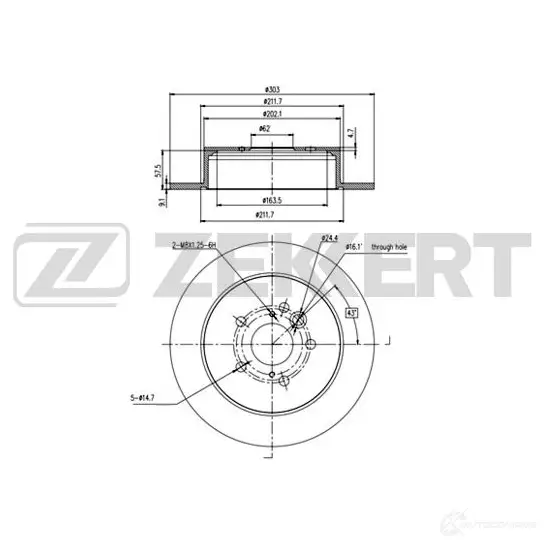 Тормозной диск ZEKKERT BS-6208 1440205240 OR 5ZM9L изображение 0