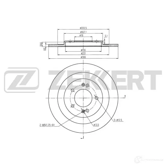 Тормозной диск ZEKKERT BS-6203 1440205247 IQ O0S изображение 0