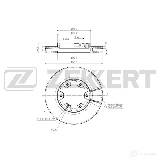 Тормозной диск ZEKKERT BS-6200 KCP4L 45 1440205250 изображение 0