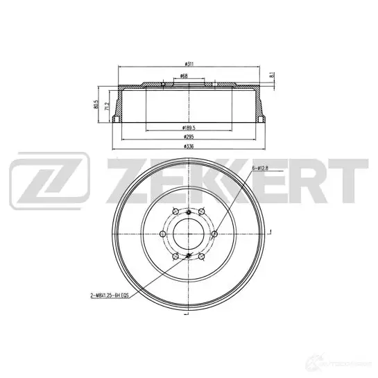 Тормозной барабан ZEKKERT Z5K0 B2 BS-6195 1440205253