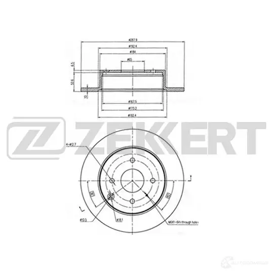 Тормозной диск ZEKKERT 0T RFZ BS-6187 1440205260 изображение 0