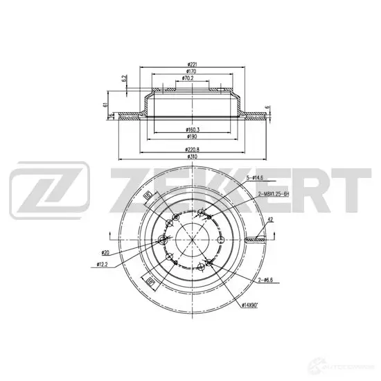 Тормозной диск ZEKKERT 04W K6G BS-6186 1440205261