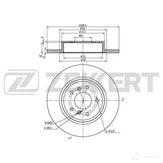 Тормозной диск ZEKKERT 1440205271 BS-6174 Q8JG3 G изображение 0