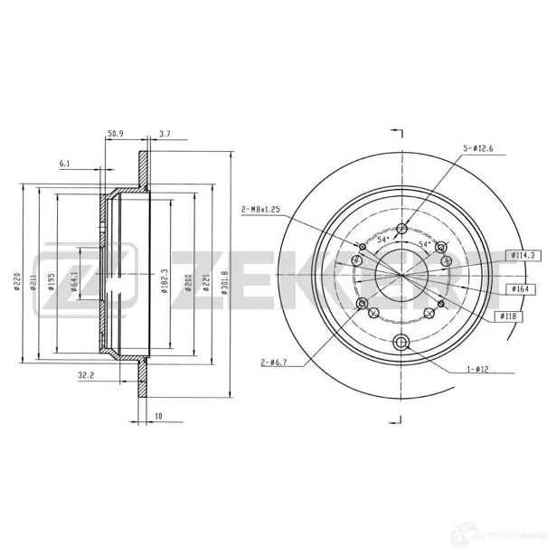 Тормозной диск ZEKKERT RTJ2 17 BS-6171 1440205274 изображение 0