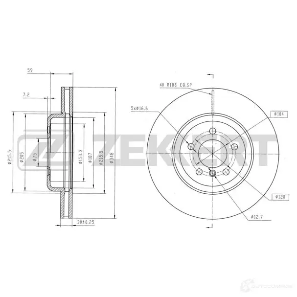 Тормозной диск ZEKKERT BS-6160 1440205281 9SM 37