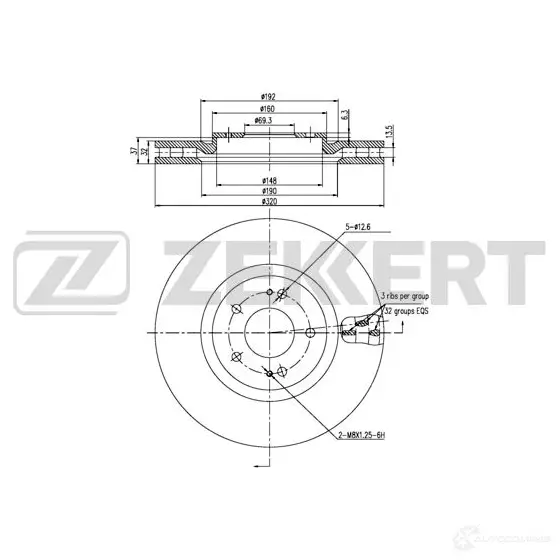 Тормозной диск ZEKKERT BS-6154 Q G94K 1440205287