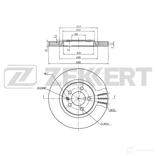 Тормозной диск ZEKKERT BS-6150 1440205290 J ZS3B изображение 0