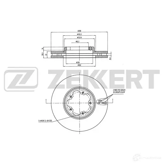 Тормозной диск ZEKKERT 1440205296 GAH 3Y BS-6140 изображение 0