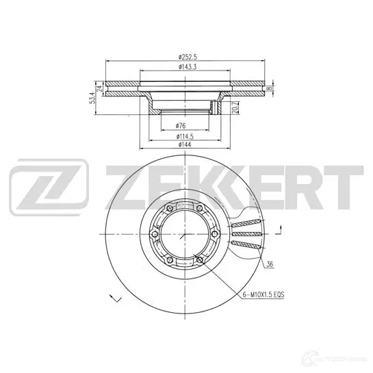 Тормозной диск ZEKKERT 0CQ7 PO 1440205303 BS-6130 изображение 0