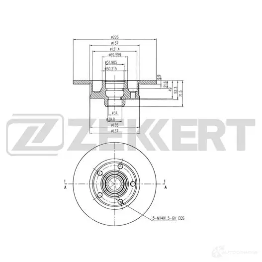 Тормозной диск ZEKKERT 1440205313 BS-6116 1VIUD DI