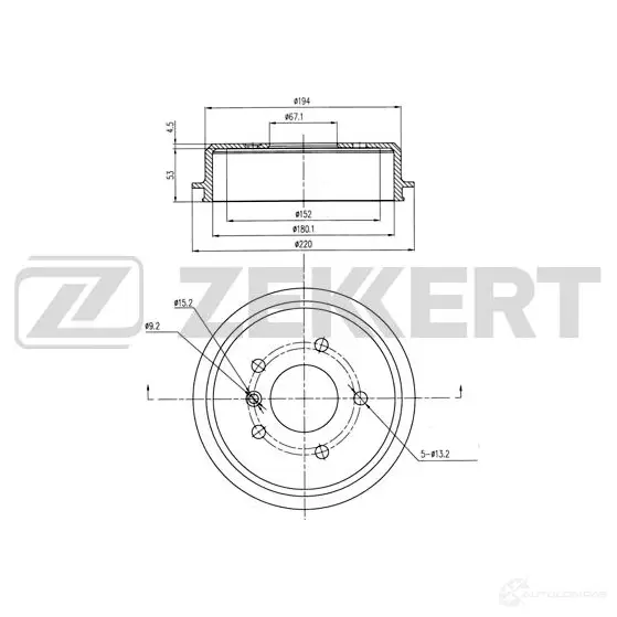 Тормозной барабан ZEKKERT 1440205314 BS-6114 BL W8G изображение 0