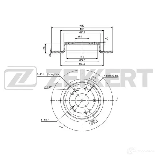 Тормозной диск ZEKKERT 1440205327 BS-6097 SSW7TW L изображение 0