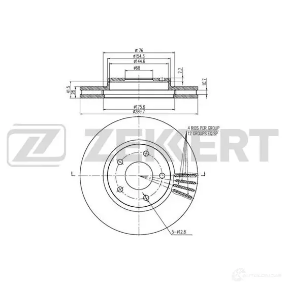 Тормозной диск ZEKKERT 011 7OVK 1440205337 BS-6086