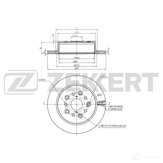 Тормозной диск ZEKKERT 1440205338 BP 9XN BS-6085