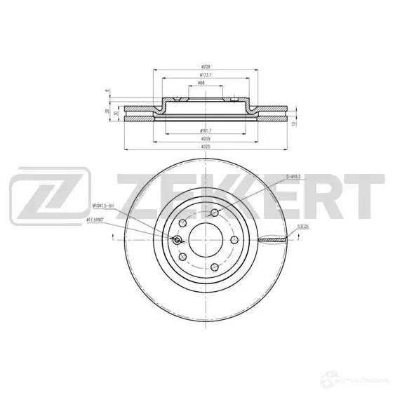 Тормозной диск ZEKKERT UH7 9T BS-6083 1440205340 изображение 0