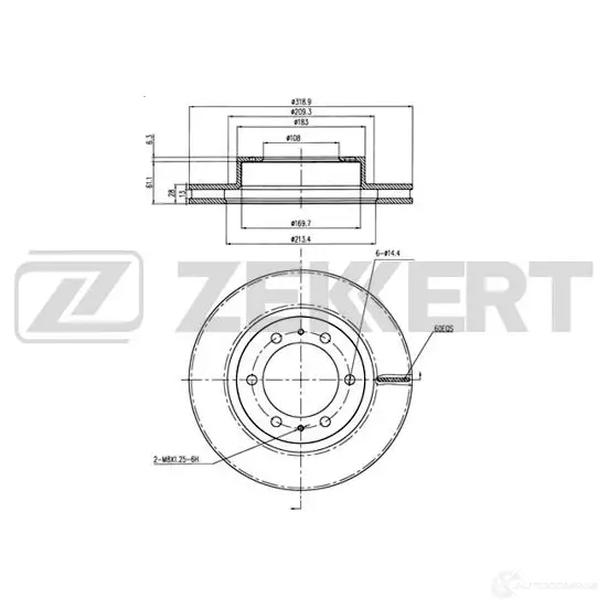 Тормозной диск ZEKKERT BS-6082 1440205341 N 883RZ изображение 0