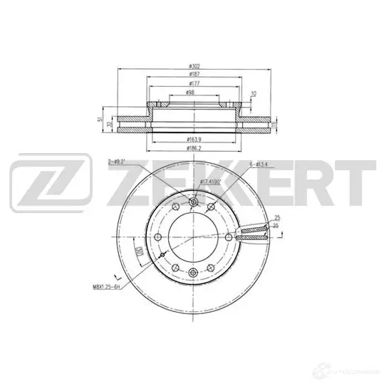 Тормозной диск ZEKKERT BS-6081 1440205342 TM1A V изображение 0