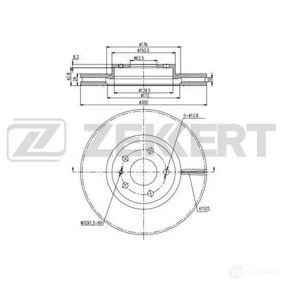 Тормозной диск ZEKKERT 1440205346 HEK R51 BS-6078