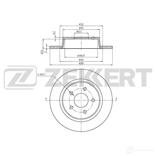 Тормозной диск ZEKKERT BS-6077 14W7 VT 1440205347 изображение 0