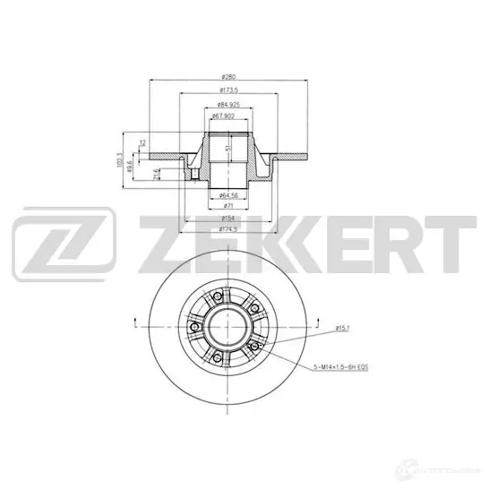 Тормозной диск ZEKKERT 1440205351 4 AZ2XV BS-6072 изображение 0