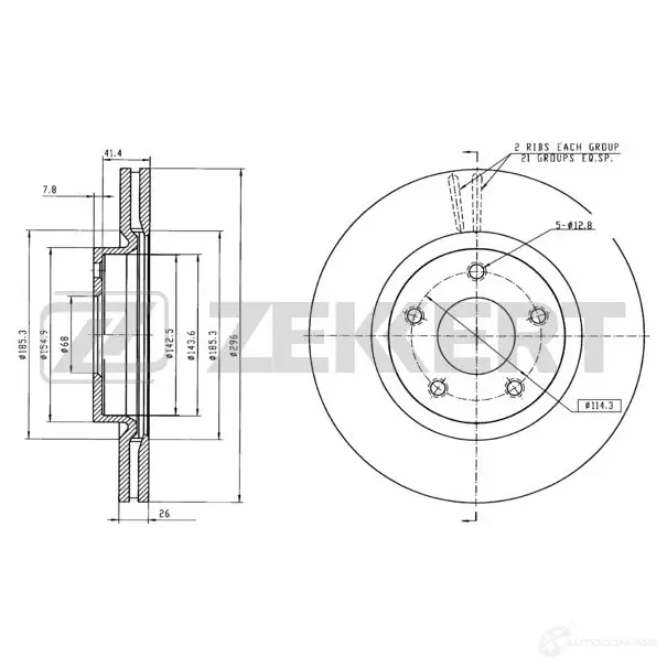 Тормозной диск ZEKKERT 1440205358 GOEUV B BS-6064 изображение 0