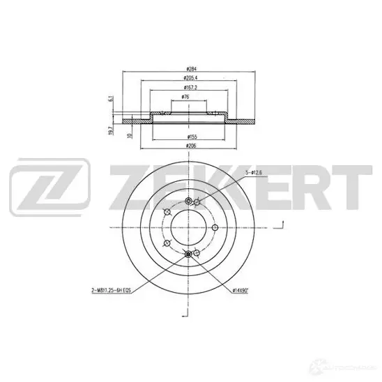 Тормозной диск ZEKKERT 1440205389 BS-6025 74 LGS изображение 0
