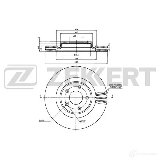 Тормозной диск ZEKKERT W 3EF36 1440205395 BS-6018 изображение 0