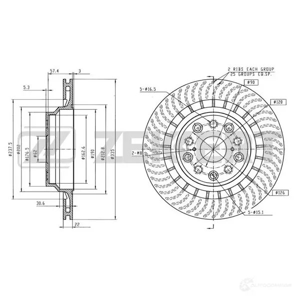 Тормозной диск ZEKKERT S1WKRI W BS-6006 1440205407