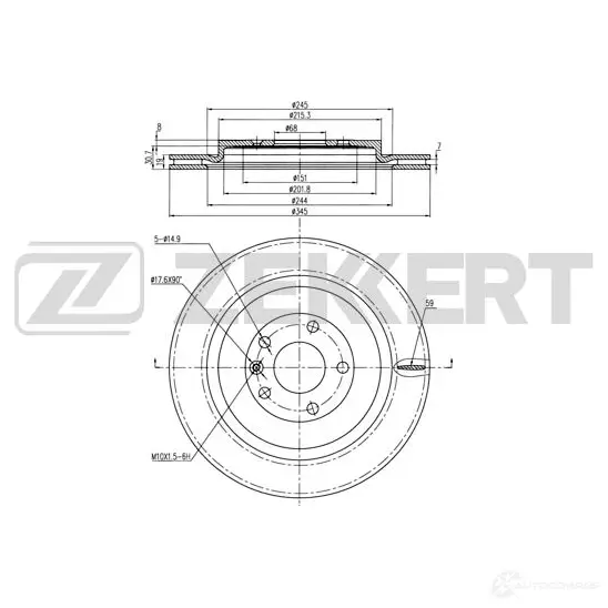 Тормозной диск ZEKKERT 1440205410 R 97J0 BS-6003 изображение 0