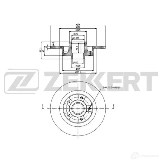 Тормозной диск ZEKKERT 1440205415 BS-5998 P 1HYASH изображение 0