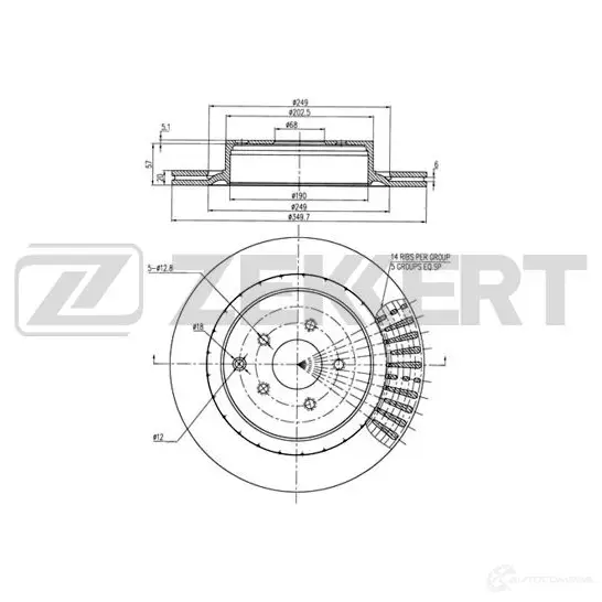 Тормозной диск ZEKKERT 1G N9VIR 1440205420 BS-5993 изображение 0