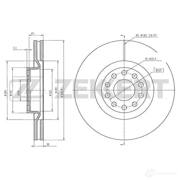 Тормозной диск ZEKKERT BSWQK 1 BS-5976 1440205437