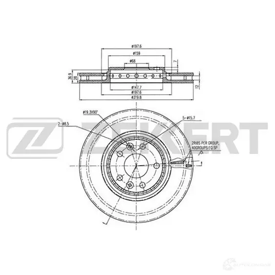 Тормозной диск ZEKKERT J4MRX 5O 1440205438 BS-5975 изображение 0