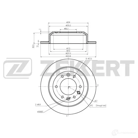 Тормозной диск ZEKKERT BS-5969 1440205444 GK 2U2 изображение 0