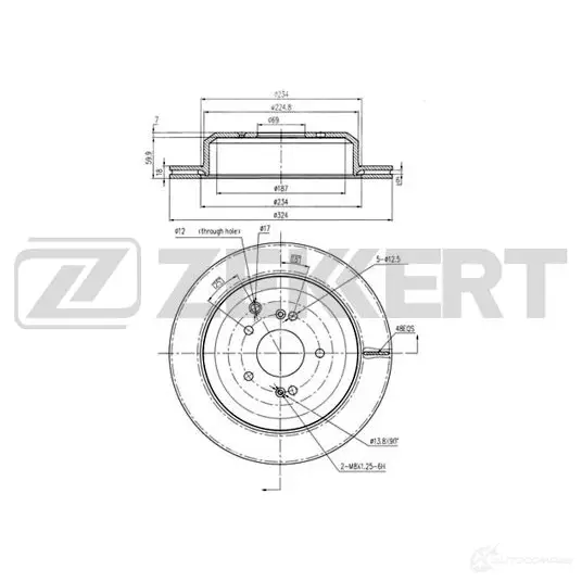 Тормозной диск ZEKKERT 1440205461 QY P4W BS-5949