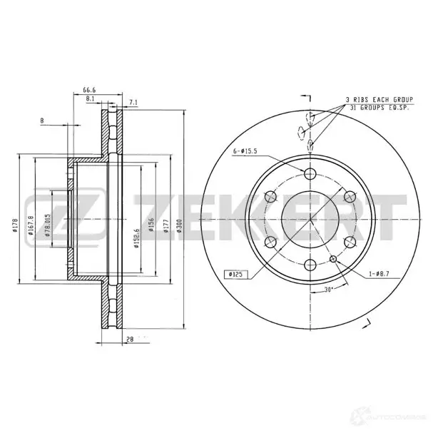 Тормозной диск ZEKKERT BS-5943 AI1VC 7Q 1440205465