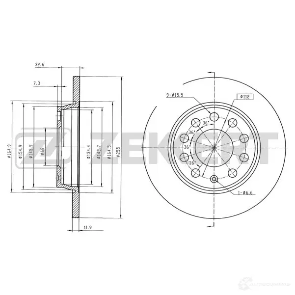 Тормозной диск ZEKKERT BS-5932 1440205476 5S 3LZR