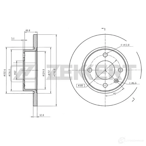 Тормозной диск ZEKKERT BS-5926 1440205479 LHWPCD 5