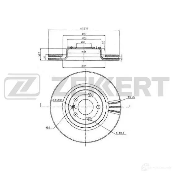 Тормозной диск ZEKKERT 4DF IZO 1440205483 BS-5921 изображение 0