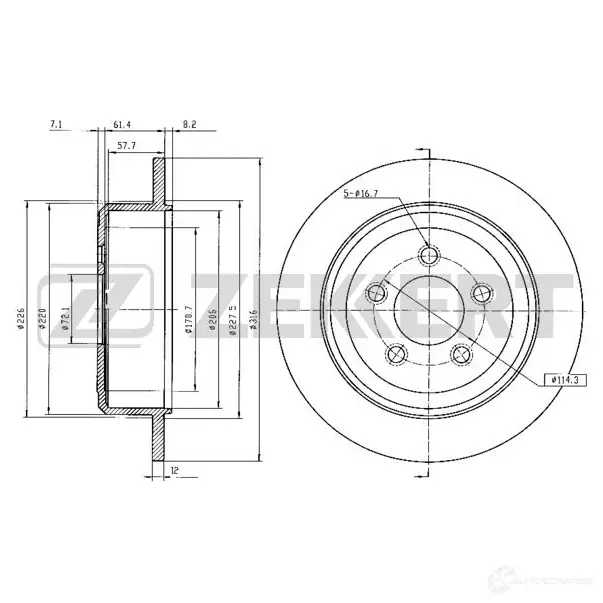 Тормозной диск ZEKKERT BS-5905 CY ONE 1440205496 изображение 0