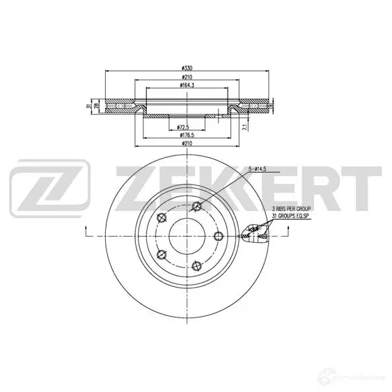 Тормозной диск ZEKKERT 1440205498 BS-5900 J0B 042Y