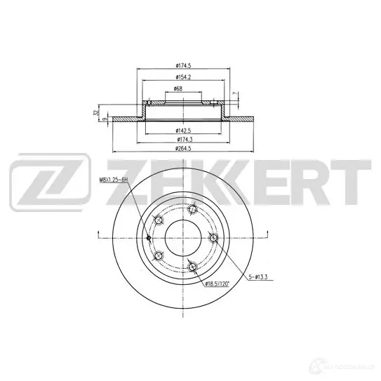 Тормозной диск ZEKKERT 1440205503 JX7 4O BS-5891 изображение 0