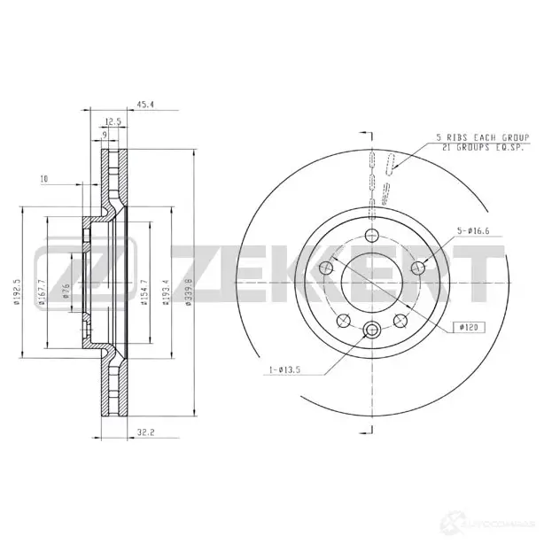 Тормозной диск ZEKKERT BS-5885 QCIW C 1440205508
