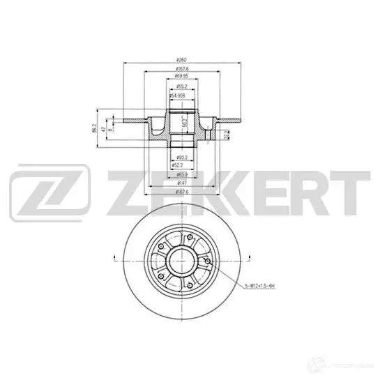 Тормозной диск ZEKKERT BS-5877 W T3KLE 1440205517 изображение 0