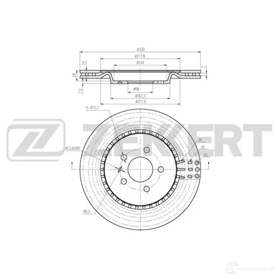 Тормозной диск ZEKKERT D9E GUW BS-5876 1440205518 изображение 0